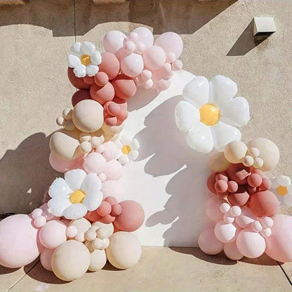 114pcs Daisy Balloon Wreath Arch Kit -Valentine's Day , Wedding , Birthday , Anniversary , Party Decoration Supplies