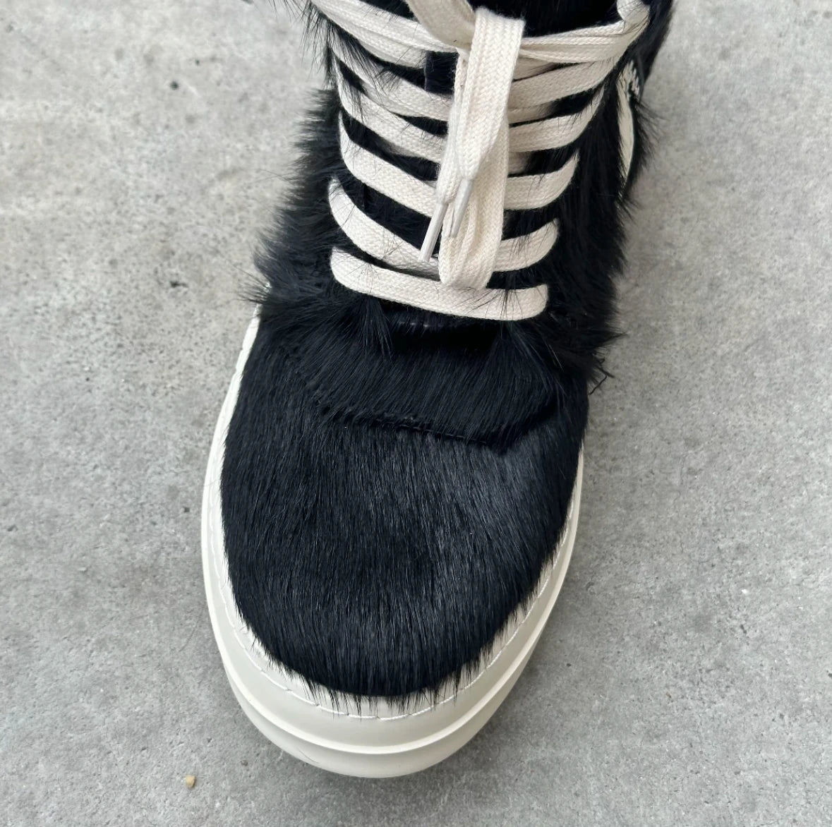 Ro Casual Shoes Men High Top Shoe Black Horse Hair Women Sneaker Black Horsehair Ankle Boot White Leather Boots Flat Sneakers
