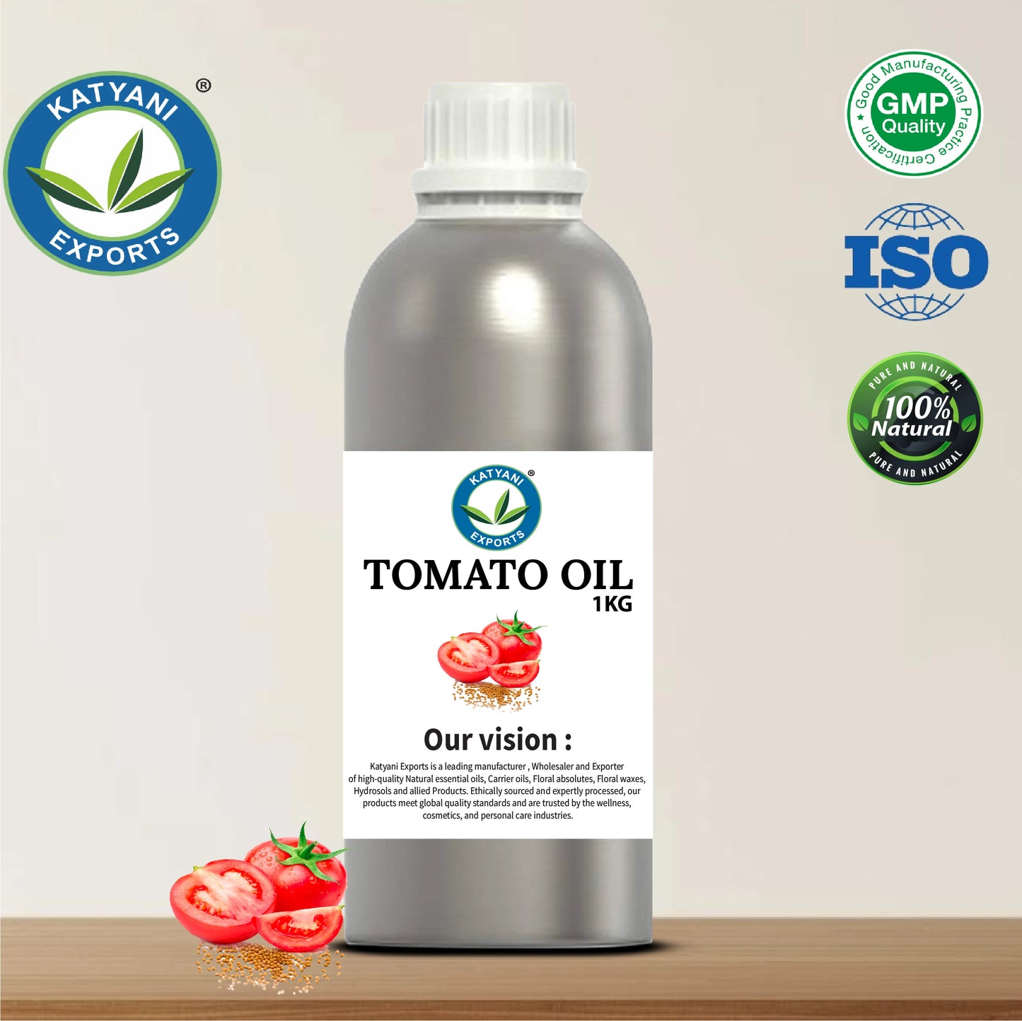 Cold Pressed 1 KG Tomato Seed(Solanum Lycopersicum) Carrier Oil 100% Natural Haircare Products- By Katyani Exports Bulk Supplier