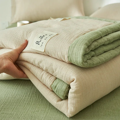 Japanese Double-Layer Yarn Summer Quilt High-Quality Two-Tone Soybean Thin Quilt Skin-Friendly Cooling Comfort for Single Double