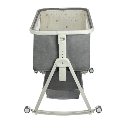 4-in-1 Baby Co-Sleeping Crib, Adjustable to 6 Positions, with Mattress, 15° Incline, Wheels with Brakes, Baby Crib 0-24 Months