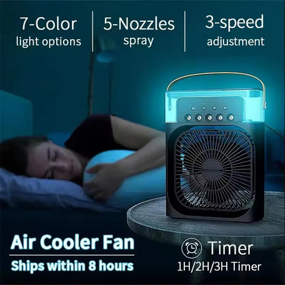 3-in-1 portable humidifying fan, mini USB air conditioning fan with LED night light function, water mist humidification, fun hom