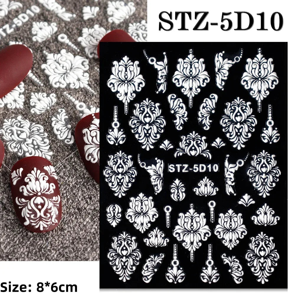 1pc Christmas Nail Art Stickers 5D Winter Holiday Themed Nail Decor Santa/Snowflakes/Christmas Trees/Gingerbread Nail Supplies *