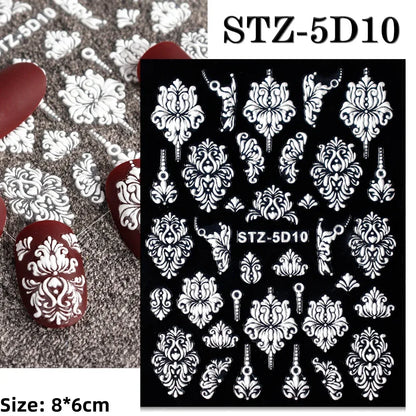 1pc Christmas Nail Art Stickers 5D Winter Holiday Themed Nail Decor Santa/Snowflakes/Christmas Trees/Gingerbread Nail Supplies *