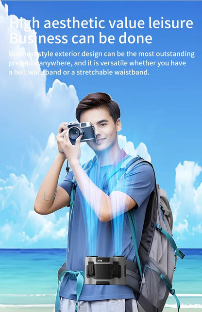 Portable Waist Clip Fan Small USB Charging Hanging Fan with LED Flashlight Outdoor Single/dual Air Outlet Fan 20000/10000Mah