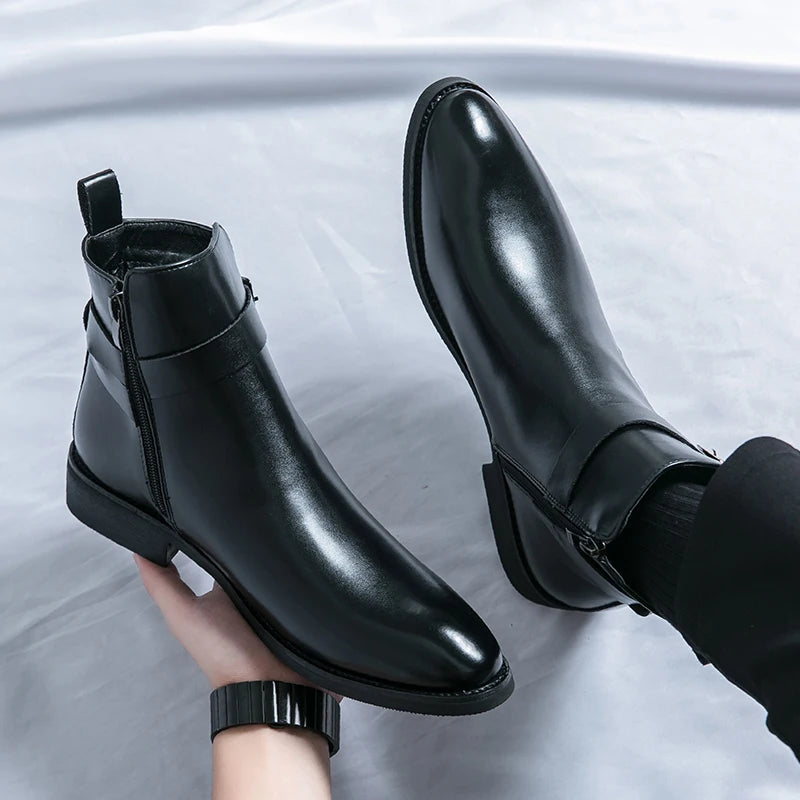 2025 Autumn Designer Business Casual Shoes For Men Trend Classic Leather Shoes Outdoor Chelsea Pointed Tip Brown Plus Size 47