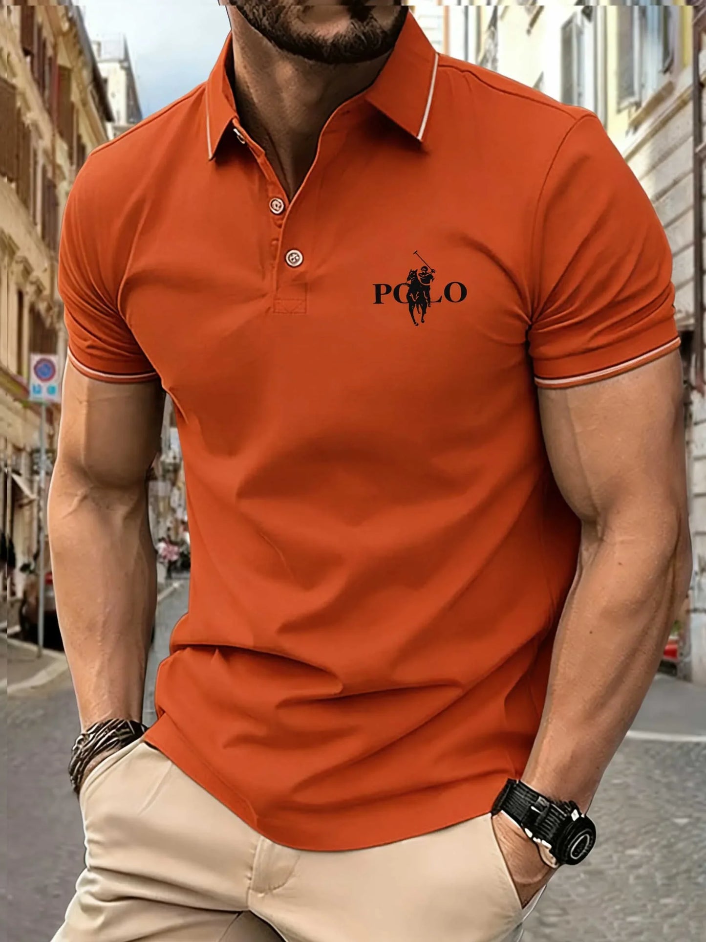 Men's Fitness Casual Sports T-shirt Gym Running Sports Elastic Short-sleeved Polo Shirt Lapel Top Men's Slim Fit T-shirt