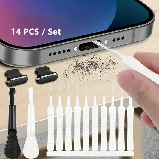 Charging Port Dust Plug with Cleaning Brush, Portable Phone Port Cleaner Tool for iPhone Samsung Xiaomi Type C Devices