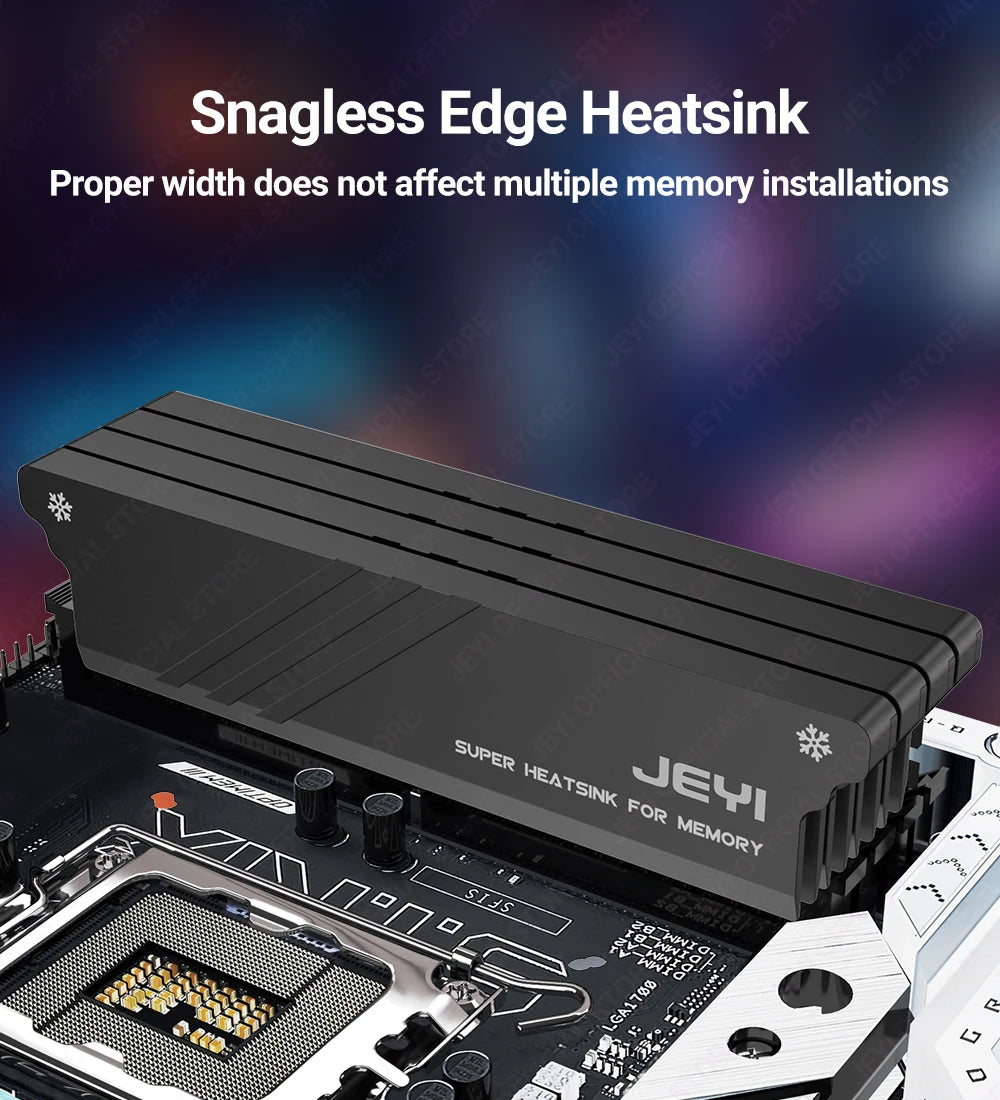 JEYI RAM Heatsink DDR2 DDR3 DDR4 DDR5 Aluminum Cooling Heatsink Memory With Thermal Pads Desktop for PC Easy Installation