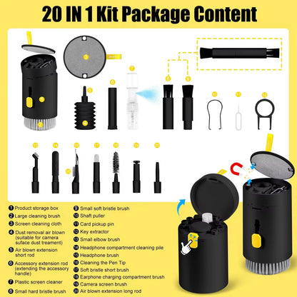 20-in-1 Multifunctional Phone Cleaning Kit Portable Mini Cleaning Brush Tool for iPhone AirPods Mechanical Keyboards Phone scree