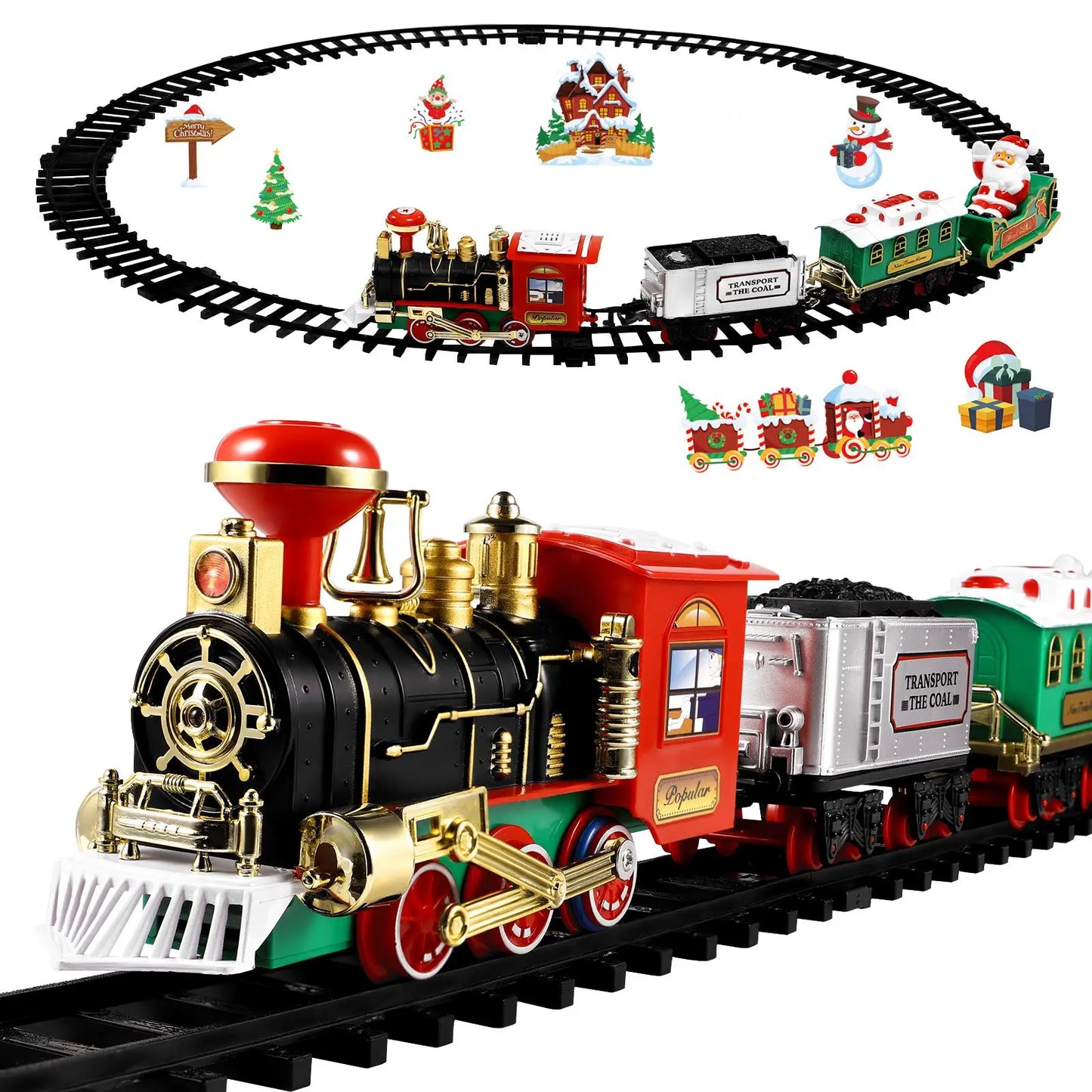 Christmas Train Set Electric Railway Tracks Train Toy With Sound Light For Kids Gift Under The Christmas Tree Decoration
