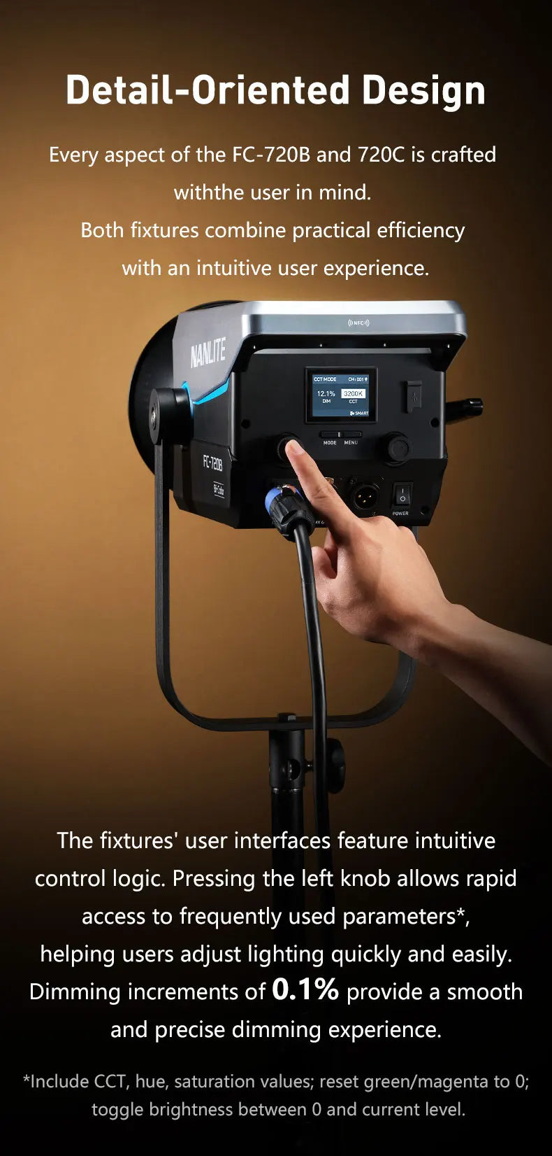 Nanlite FC-720B FC-720C Bowens Mount Video COB Fill Lighting Smart APP Control Bi-color / RGB 2 Version Available for Filmmaking