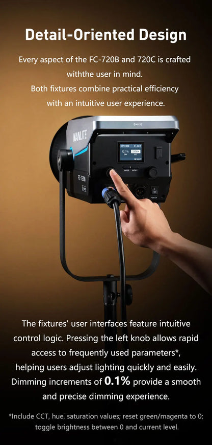 Nanlite FC-720B FC-720C Bowens Mount Video COB Fill Lighting Smart APP Control Bi-color / RGB 2 Version Available for Filmmaking