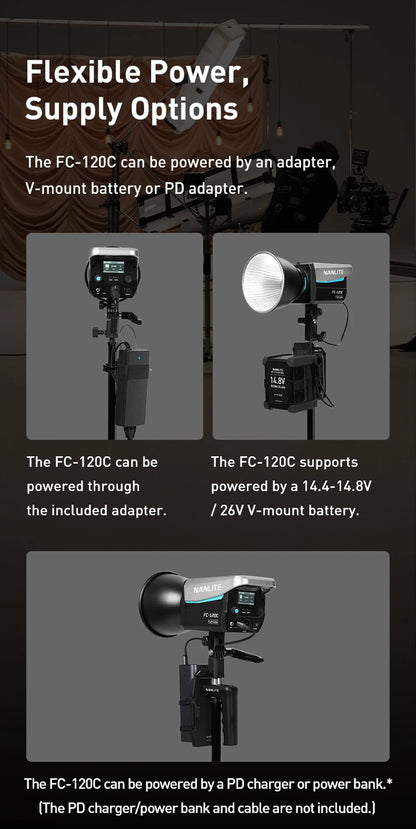 Nanlite FC-120C RGBW Full-color 145W 2700K-7500K Professional Photography Fill Light for Video Studio Outdoor Live Stream Shoot