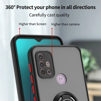 Funda For Motorola G10 G20 G30 Case Shockproof Armor Magnetic Holder Ring Case For Moto G31 G41 G51 G71 Hard PC Matte Back Cover