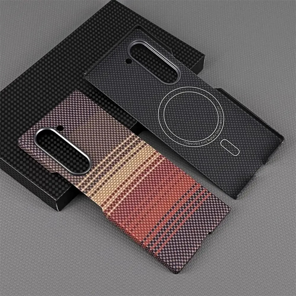 For Magsafe Magnetic Case For Samsung Galaxy Z Fold 6 Fold 7 5G Aramid Carbon Fiber Ultra-Thin Cover for Galaxy Z Fold 5 4 Case