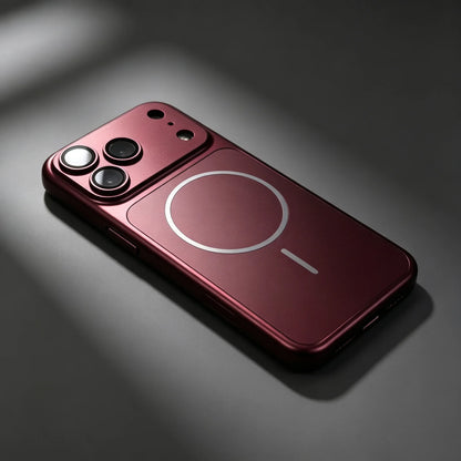 Original Metal Color Magnetic Charge Case For iPhone 18 17 Air 16 15 14 13 Pro Max For Magsafe Large Window Plating Rugged Cover