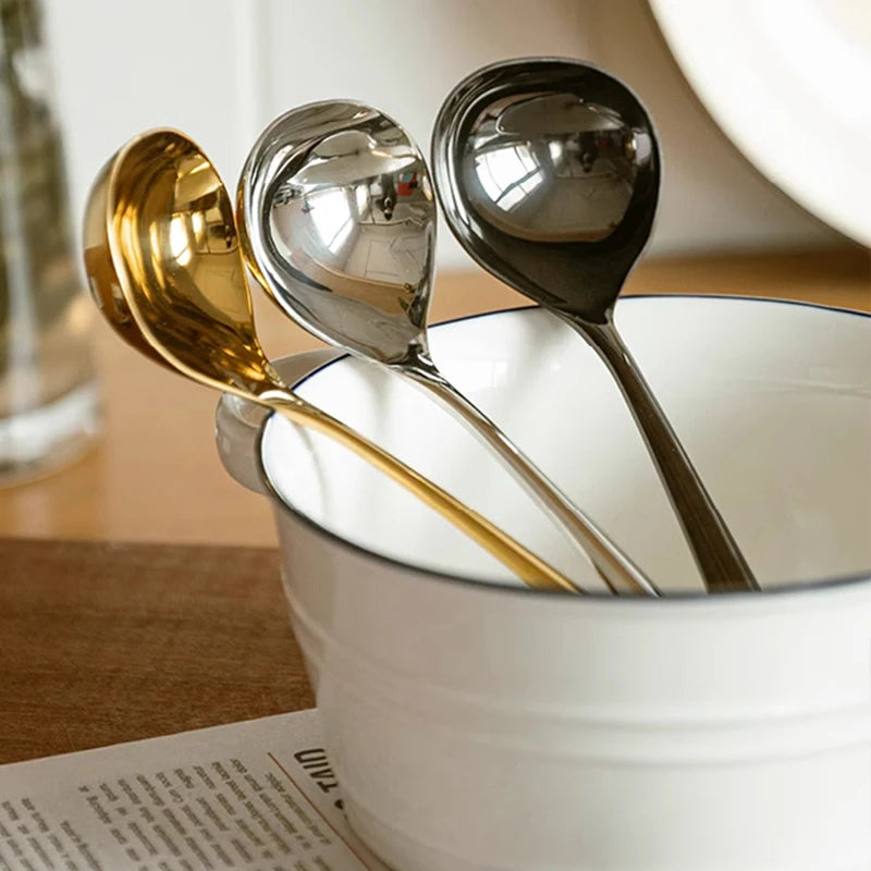 1/6Pc Stainless Steel Thickening Spoon Creative Long Handle Hotel Hot Pot Spoon Soup Ladle Home Kitchen Essential Tools