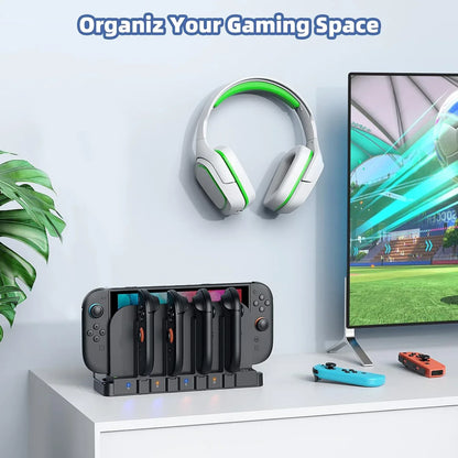 Dual Charging Magnetic for 4 Joy Con Charger for Nintendo Switch 2 & OLED, Fast Charging Dock for Switch 1/2 Accessories
