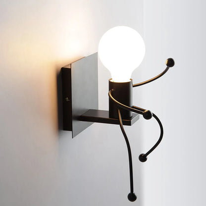 Humanoid Creative Wall Light Modern Simple Little Man Bedside Lamp Sconce Indoor Decor Hanging Lighting for Children Bedroom LED
