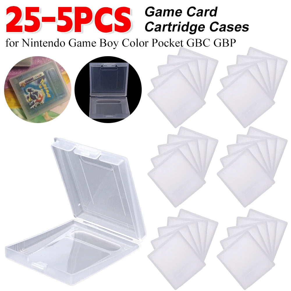 25-5PCS Plastic Game Card Cartridge Cases Transparent Anti Dust Cover Storage Boxes for Nintendo Game Boy Color Pocket GBC GBP