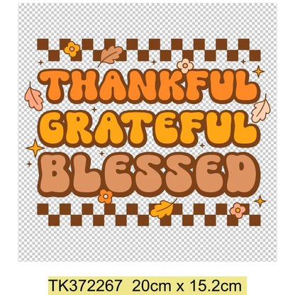 Retro Printing Thanksgiving Iron on Transfers Patches Pumpkin Autumn Heat Transfer Stickers for Clothes Heat Transfers Patches