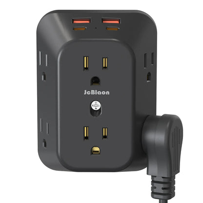 Multi Plug Wall Outle,6-Outlet Extender with 4 USB Ports,3 Sided Multi Plug Wall Adapter  Surge Protector for Home Office