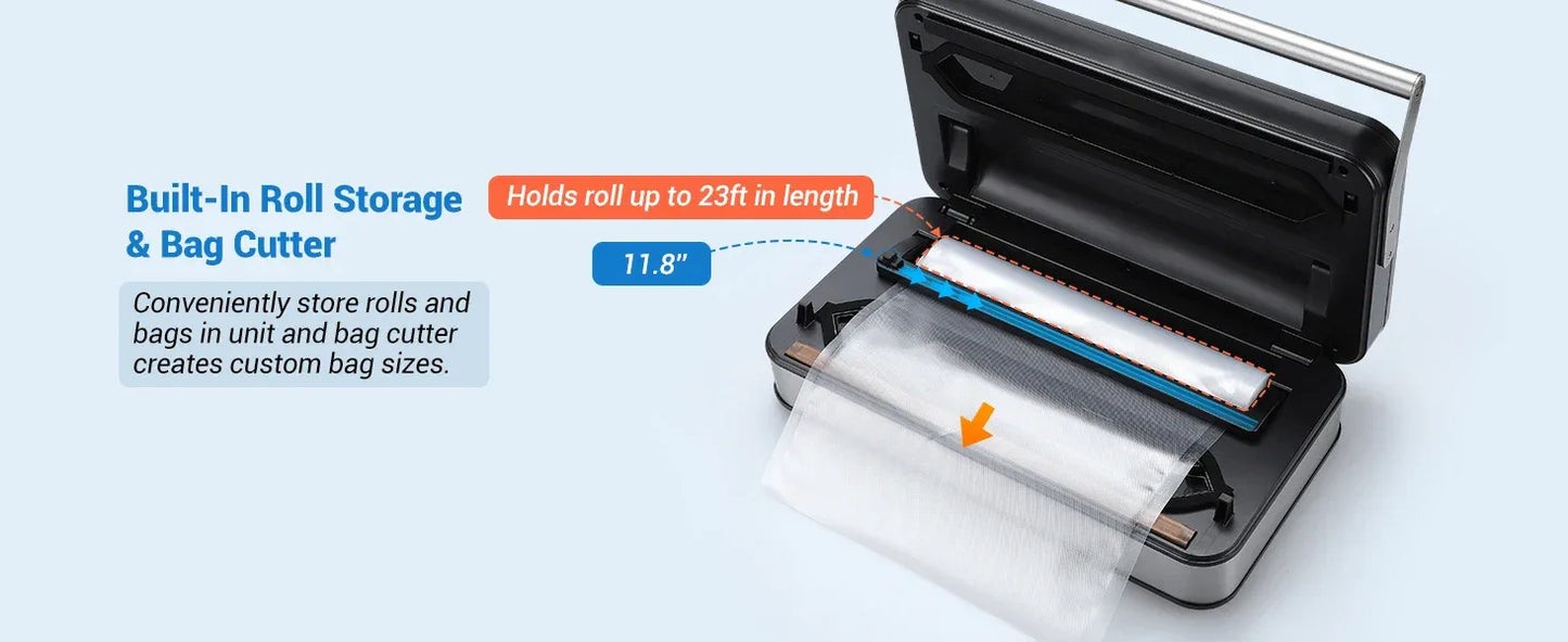 INKBIRD INK-VS04 Large Vacuum Sealer Dry/Wet/Liquid Food Sealed Packaging Kitchen Food Storage Seal Built-In Cutter&Storage Bags