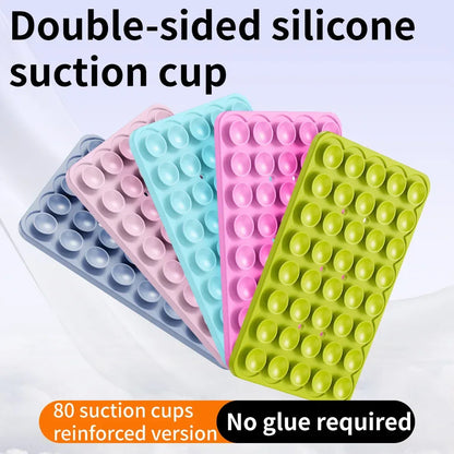 Suction Cup Phone Case Mount Double-Sided,Silicon Sticky Phone Stand for iPhone Android Selfies Hands-Free Strong Grip Holder