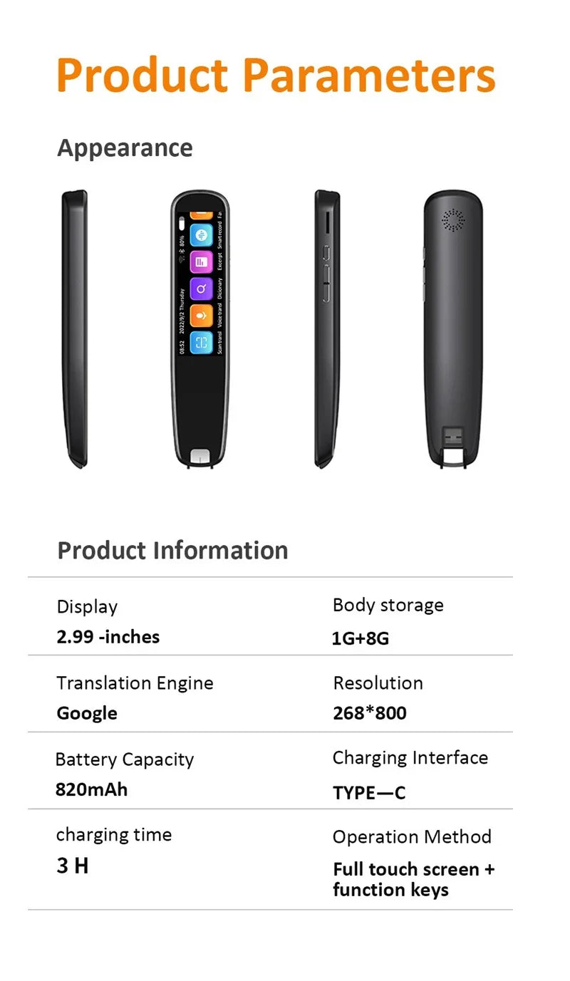 X10 Point Reading Translation Pen 3.76 Inches 142 Language Electronic Voice Scanning Pen Mutual Translation Dictionary Pen