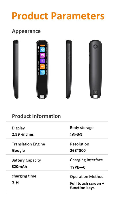 X10 Point Reading Translation Pen 3.76 Inches 142 Language Electronic Voice Scanning Pen Mutual Translation Dictionary Pen