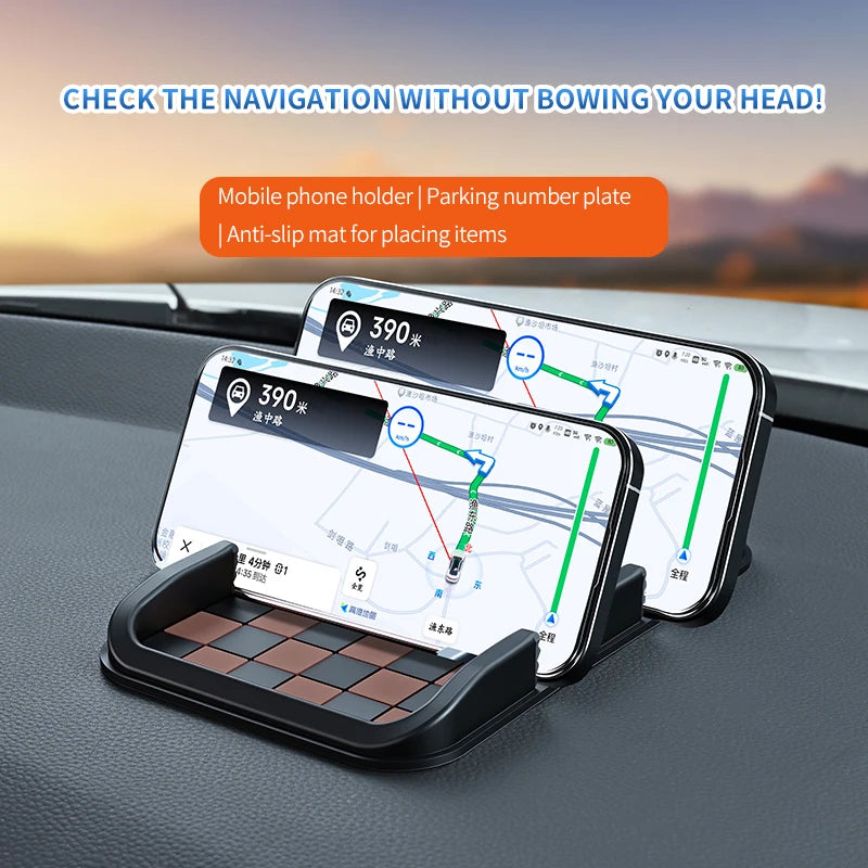 Car Phone Holder, Multifunctional, Dashboard Anti-Slip Mat, Navigation Stand, Parking Number Plate
