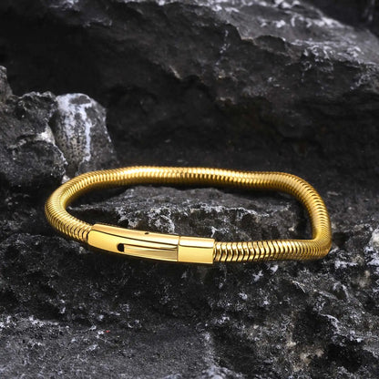 Vnox 5mm Round Snake Chain Bracelets for Men Women Black Silver Color Waterproof Cocoon Links Wristband Simple Cool Jewelry