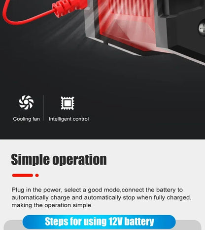 Portable 20A/10A Car Battery Charger 12V 24V Automatic Motorcycle Truck AGM LiFePO4 Lead Acid Start Stop Battery with Repair