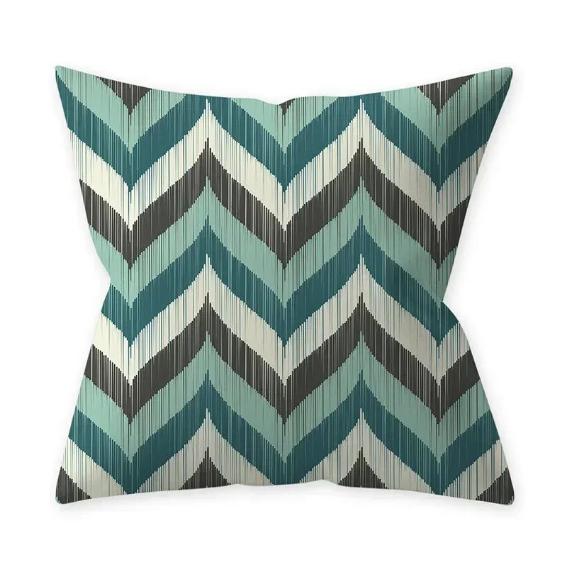 Housse de coussin bleu turquoise, coussins décoratifs pour canapé, housses de coussin géométriques en polyester, 45 x 45 cm, coussins décoratifs, taies d'oreiller simples