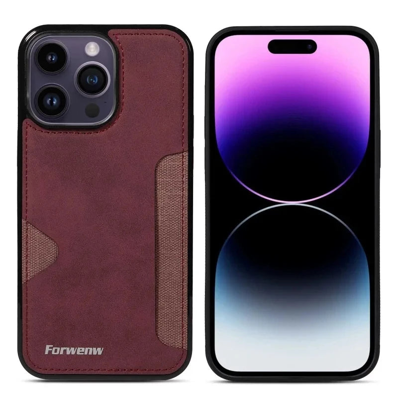 Retro Card Holder Phone Case for iPhone 17 16 15 14 13 12 11 Pro Max 16E Mini XS XR SE 7 8 Plus Busines Wallet PU Leather Cover