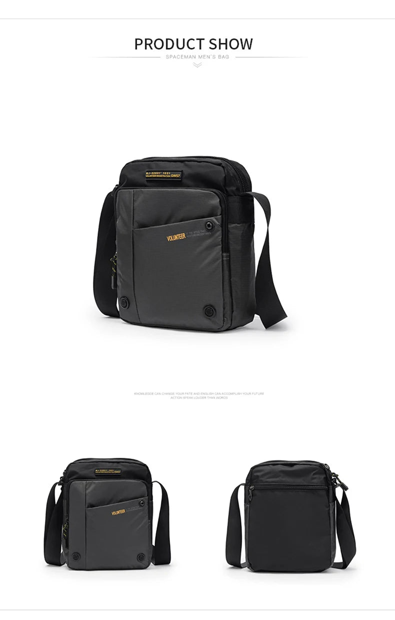 VOLUNTEER Shoulder Bag for Men New Light Weight Commuter Fashion Oxford Cloth Versatile Solid Phone Crossbody Bags Man 1698-08