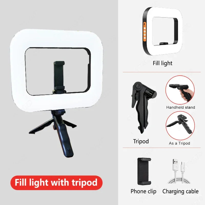 Portable Handheld Ring LED Light New Rabbit Cage Lighting Photography Lamp for Mobile Live Broadcast Selfie Light Decoration