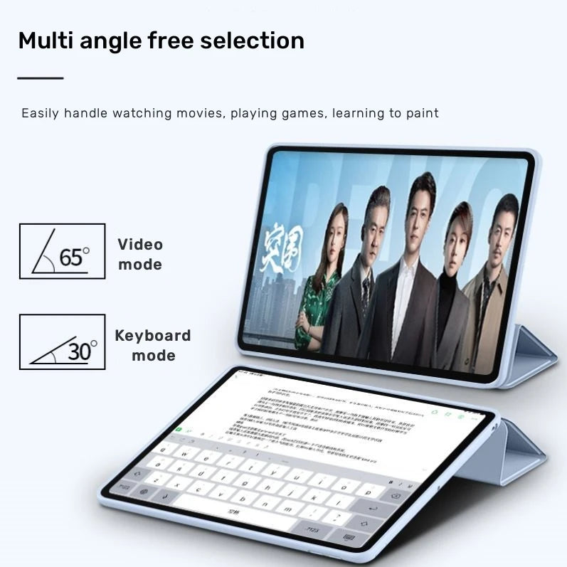 For Honor Pad 8 Case 12 inch Tri-Folding PU Leather Soft Silicone Back Stand Tablet Shell for Honor Pad 8 12" 2022 HEY-W09