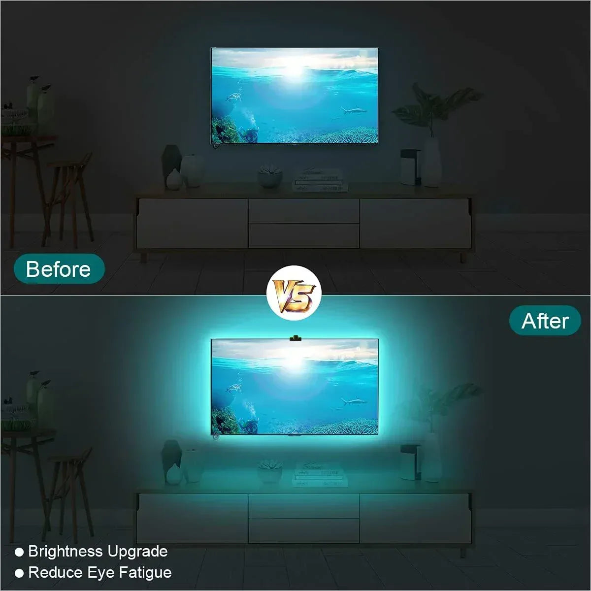 RGB-IC TV Backlight Strip With AR Color Sensor App Control with Music Sync RGB Ambient Light for 55 to 85 Inch Screen Backlight