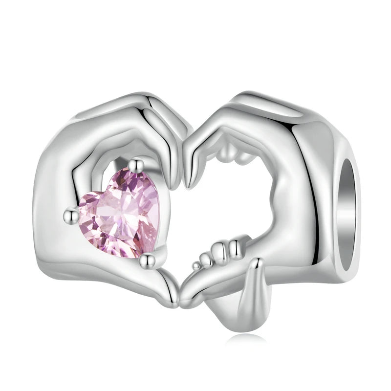 WOSTU Real 925 Sterling Silver Heart Pendents Gifts Charms Beads Fit Original DIY Bracelet Necklace Mother's Day Jewelry for Mom