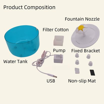 Cat Water Fountain, 1.2L Recirculating Pet Water Dispenser, USB Powered, Silent, with Filter Foam for Cats and Small Dogs
