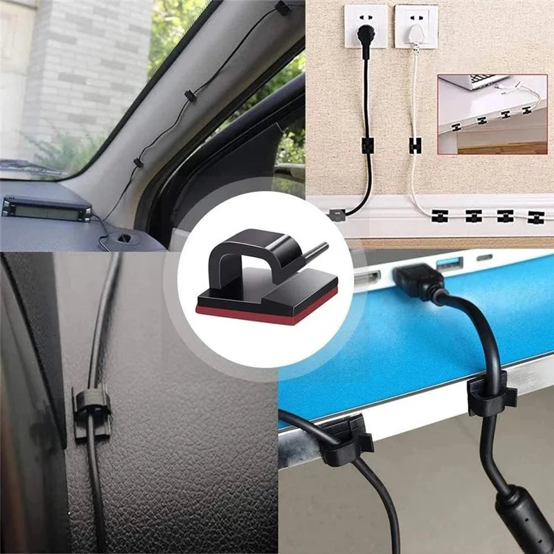 50 20 10 PCS Cable Organizer Clip Self Adhesive Cord Management Desktop Wall USB Cable Management Wire Winder Manager Desk Clamp