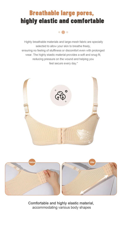 LERVANLA 2566 Strong Breathability Mastectomy Bra Women with Pocket Breast Form Pads Included Adjustable Cotton Comfort  Large
