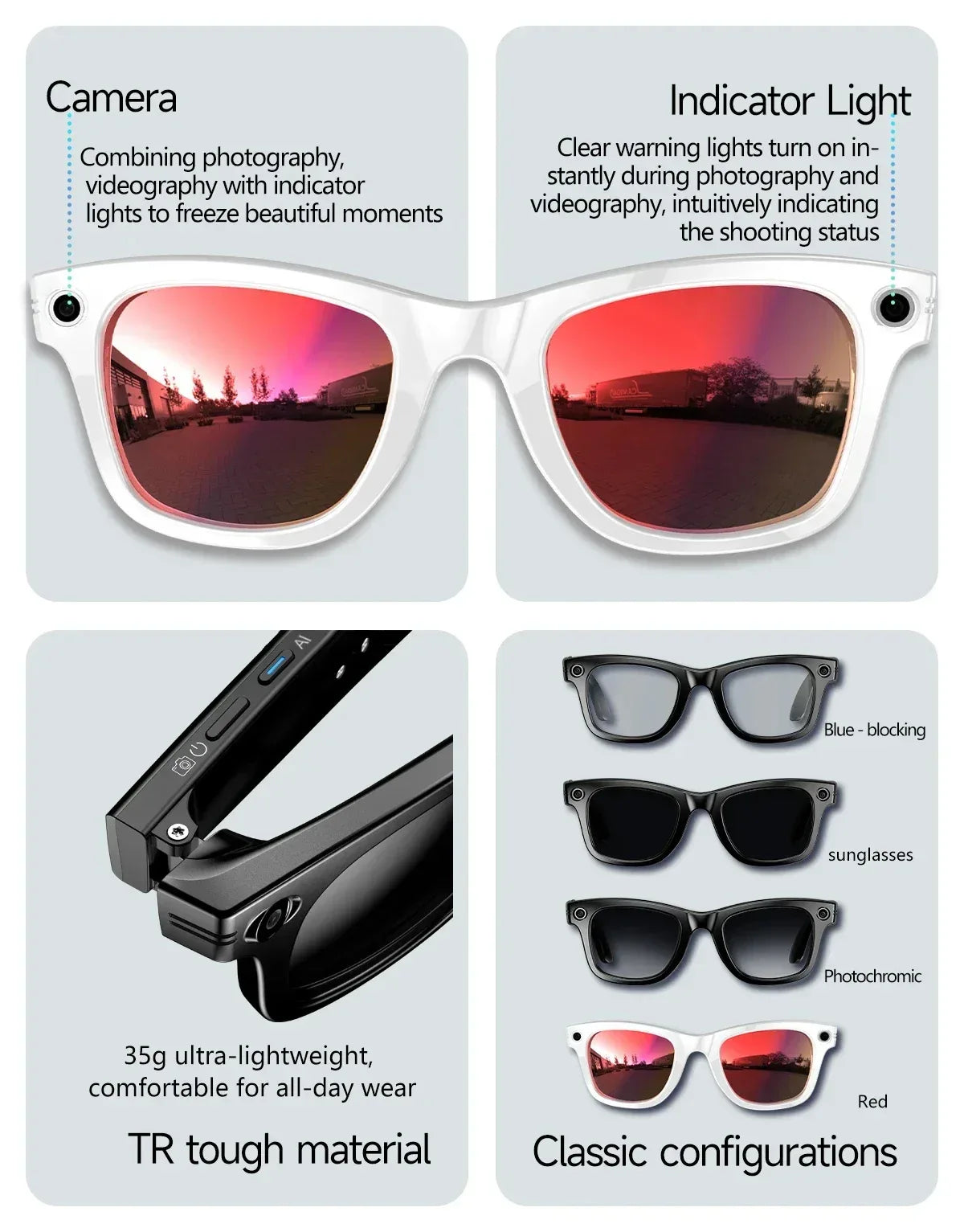 Xiaomi 8K Camera AI Glasses Smart Translation Color-Changing Waterproof Glasses Video Recording Photo Call Smart Sunglasses