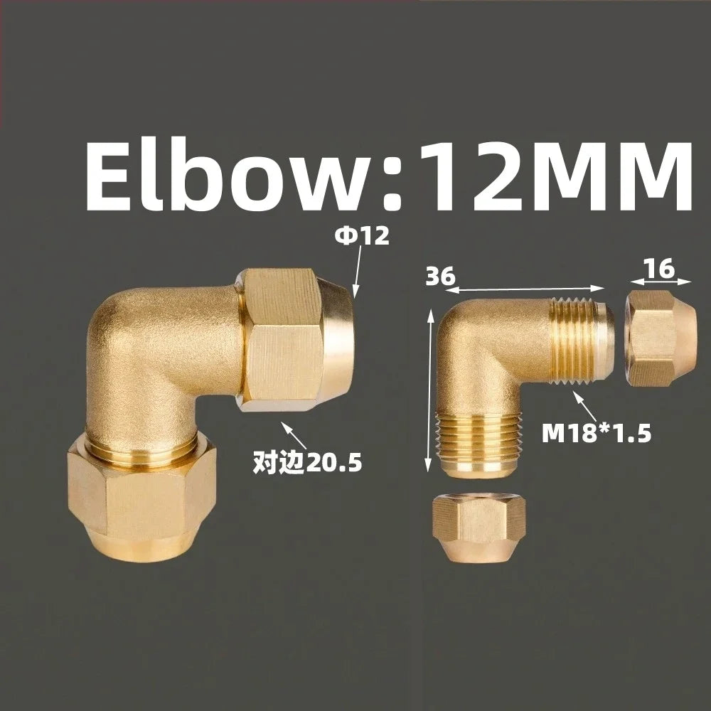 1pcs Flared Brass Straight through pipe fittings 6/8/10/12/14mm Tube connector Fitting Air conditioning extension tool Fitting