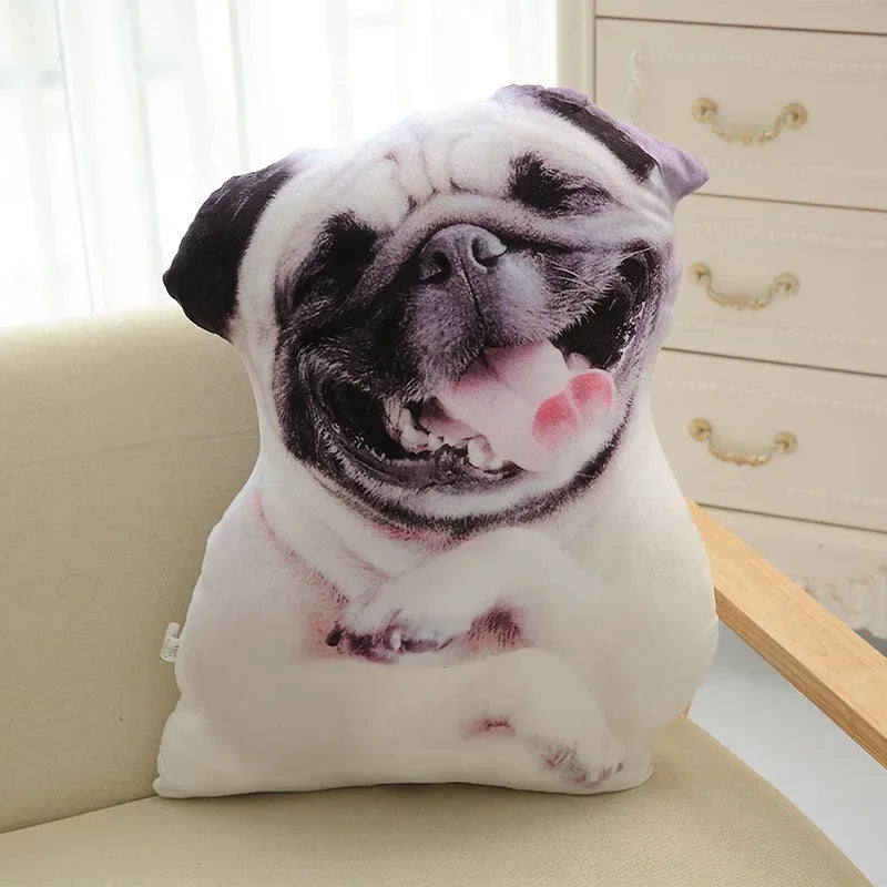 3D Cute Bend Dog Pillow 20CM Throw Lifelike Animal Funny Head Cosplay Children Favorite Toy Cushion Christmas Gift