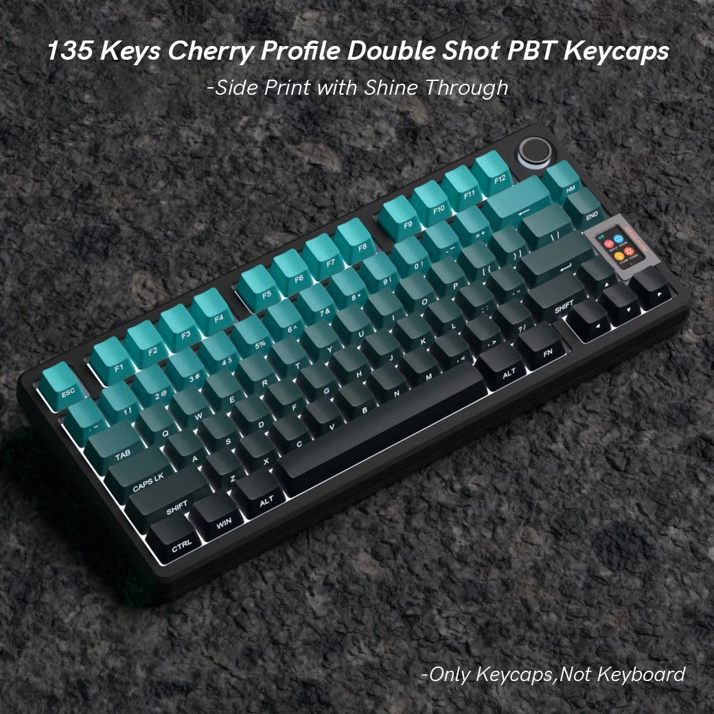 Babysbreath Side Print Shine Through Keycap Cherry Profile Double Shot PBT Keycaps 130 Key for Cherry MX Switches Gamer Keyboard