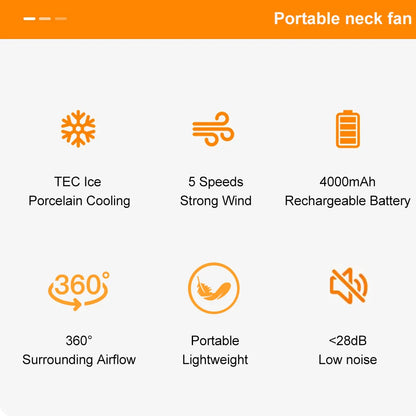 Portable Neck Fan Mini Neck Cooler Bladeless Hanging Neck Fan 4000mAh USB Rechargeable Ice Cooling fan with LED Digital Display