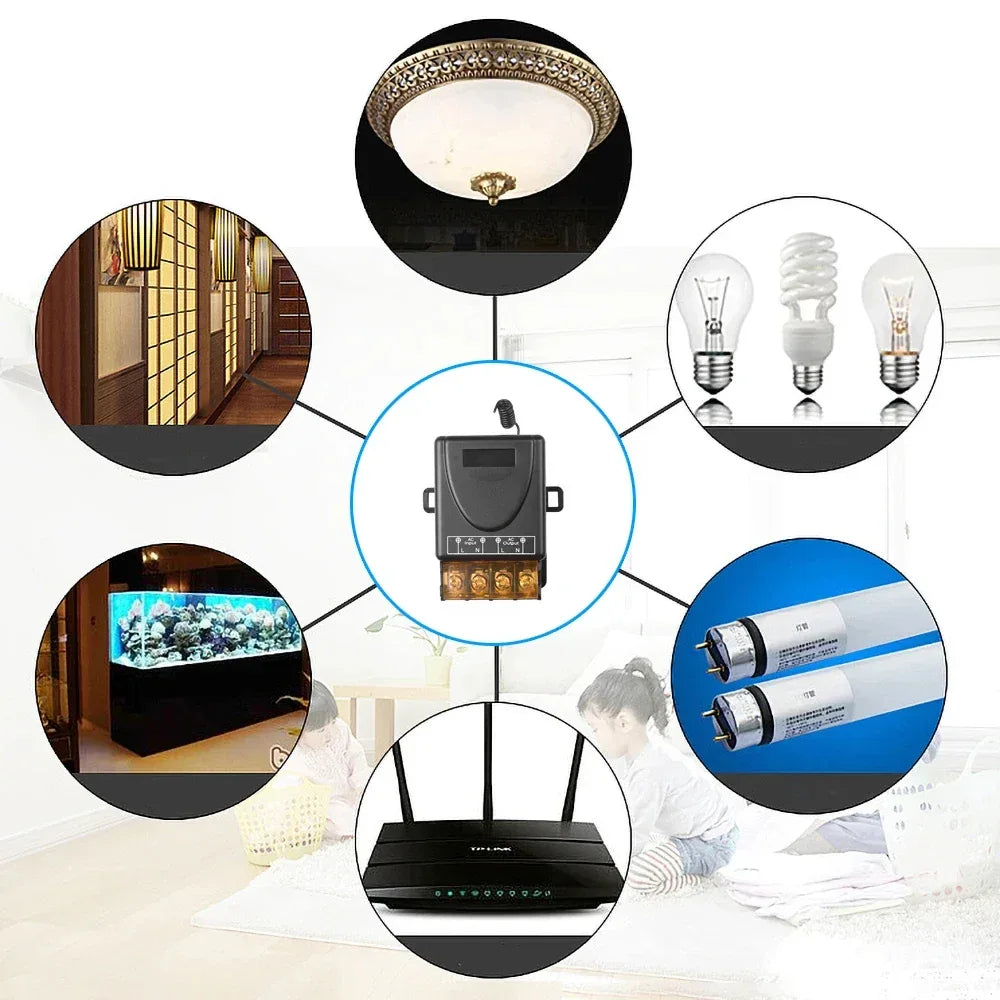 Universal Remote Control Switch 433mhz Wireless Switch AC 220V Relay and On Off Transmitter for Light Lamp Water Pump Door